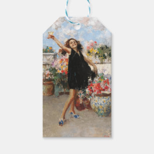 Beautiful Woman Celebrating Joyful Occasion Gift Tags