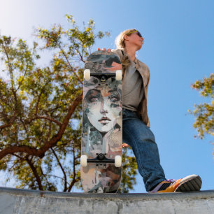 Beautiful Woman Collage Skateboard