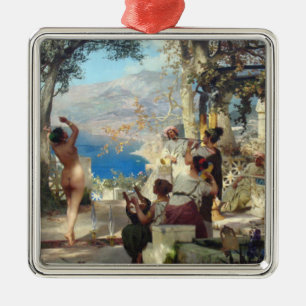 Beautiful Woman Dancing Between Daggers Metal Tree Decoration