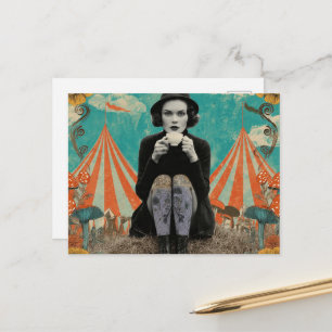 Beautiful Woman Drinks Tea at the Circus Postcard