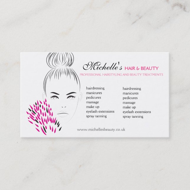 Beautiful woman fashion illustration branding business card (Front)