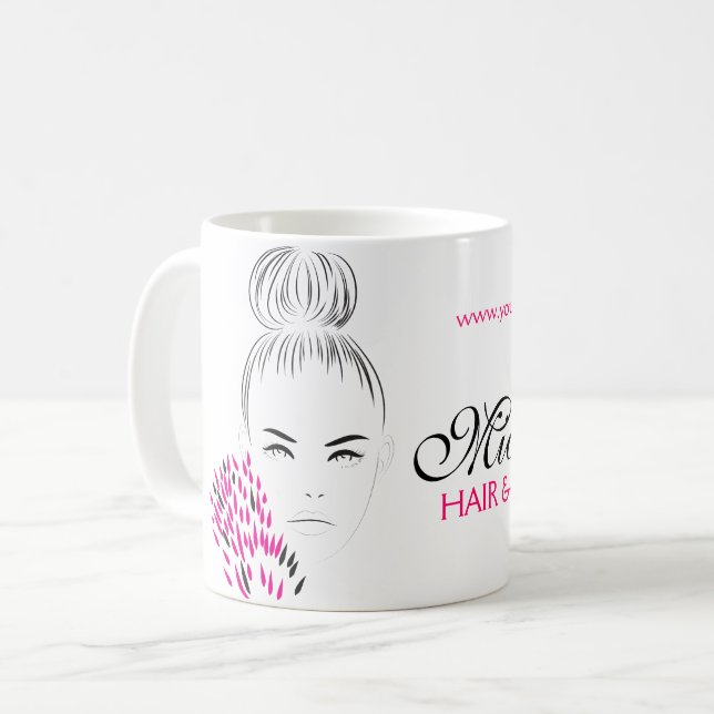 Beautiful woman fashion illustration branding coffee mug (Front Left)