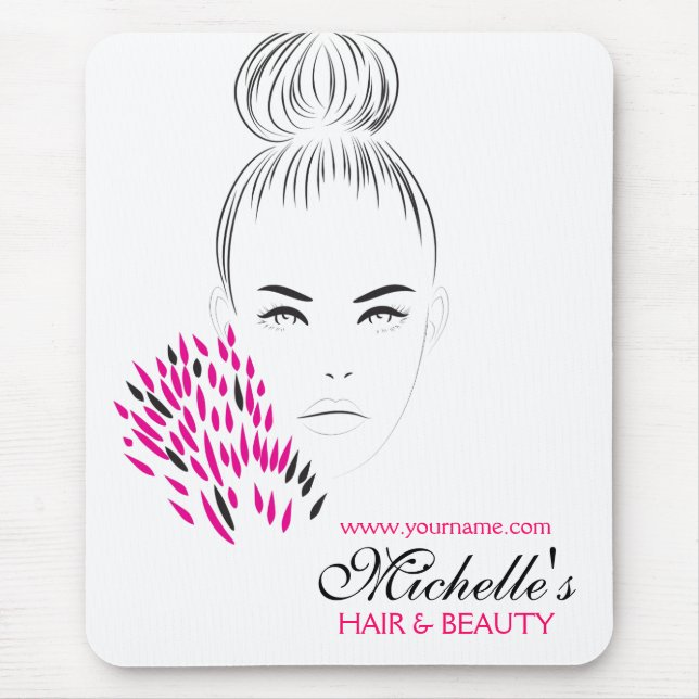 Beautiful woman fashion illustration branding mouse mat (Front)