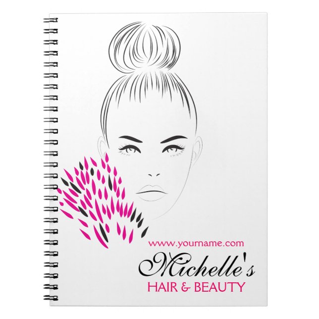 Beautiful woman fashion illustration branding notebook (Front)