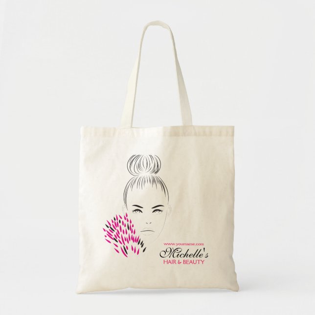 Beautiful woman fashion illustration branding tote bag (Front)