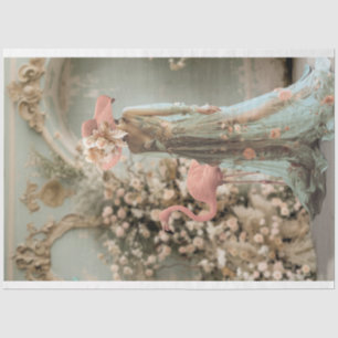 Beautiful Woman, Flamingo & Floral, Portrait Art Tissue Paper
