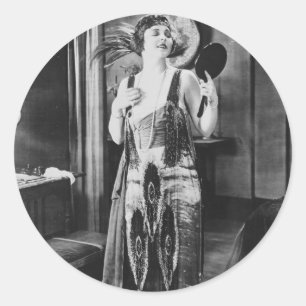 Beautiful Woman Flapper Dress 1920s Classic Round Sticker