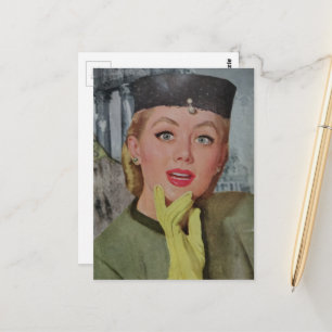 Beautiful Woman From 1950s era Collage Postcard