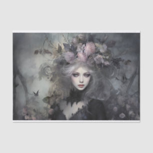 Beautiful Woman Gothic Queen with Flower Decoupage Tissue Paper