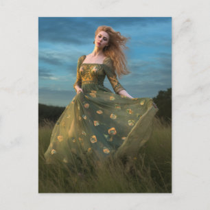 Beautiful Woman in a Green Dress Postcard