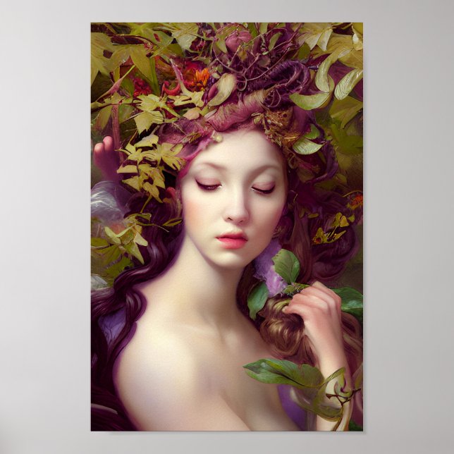 Beautiful Woman in Colorful Nature Painting | 7 | Poster (Front)