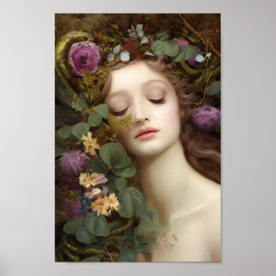 Beautiful Woman in Colourful Nature Painting 2 Poster