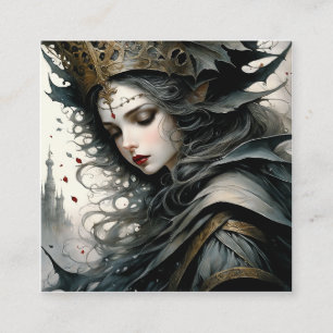 Beautiful Woman in Gothic Castle, beautiful eye. C Square Business Card