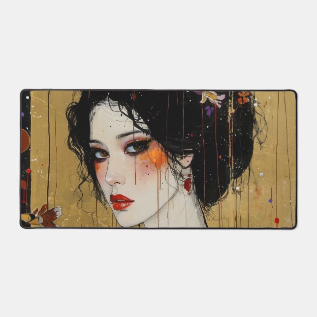 Beautiful Woman in Kimono Desk Mat (Front)
