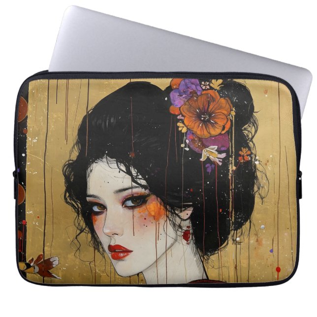Beautiful Woman in Kimono Laptop Sleeve (Front)
