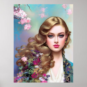 Beautiful Woman in Spring Poster