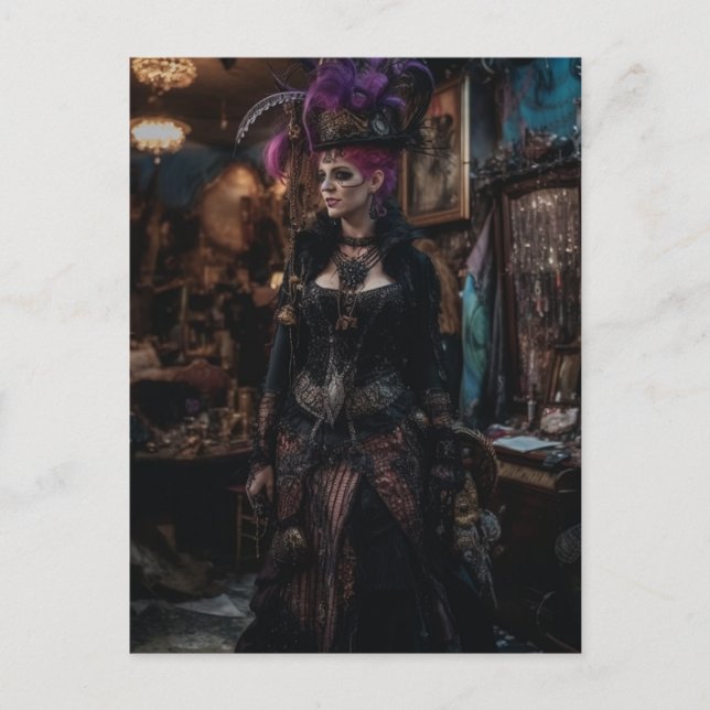 Beautiful Woman in the Costume Shop Postcard (Front)