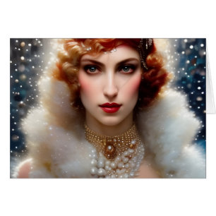 Beautiful Woman in White All Occasions Greeting 