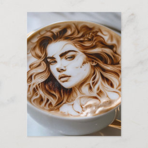 Beautiful Woman Latte Art Postcard