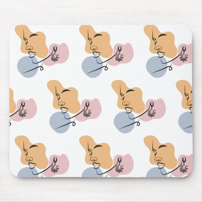 beautiful woman line art mouse mat (Front)