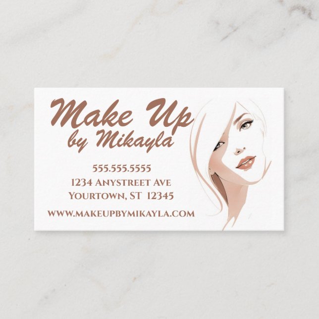 Beautiful Woman Make Up Stylist Cosmetics Hair Business Card (Front)