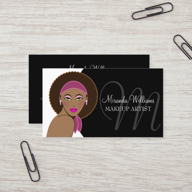 Beautiful Woman Makeup Artist Business Card (Front/Back In Situ)