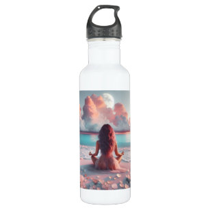 Beautiful Woman Meditating on Beach Blank 710 Ml Water Bottle