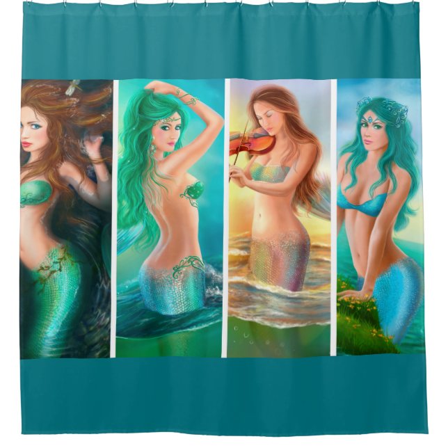 Beautiful Woman mermaids collage Shower Curtain (Front)