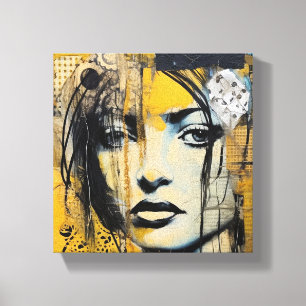 Beautiful Woman Mixed Media Art Canvas Print