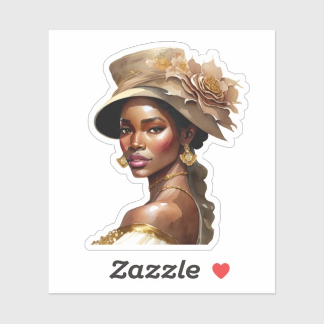 Beautiful Woman of Colour in Vintage Flowered Hat (Sheet)