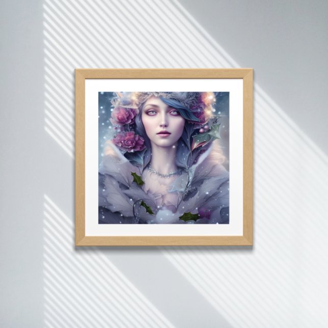 Beautiful Woman of Winter Floral and Snow Poster (Creator Uploaded)