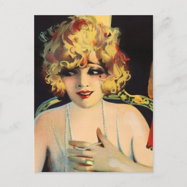 Beautiful Woman Playing with Pearls Postcard (Front)