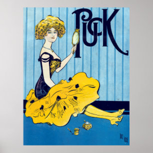 Beautiful Woman Puck Vintage Poster