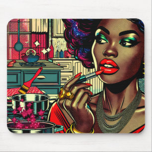Beautiful Woman Putting on Lipstick Mouse Mat