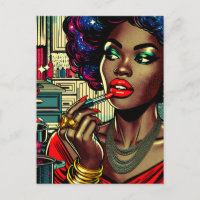 Beautiful Woman Putting on Lipstick