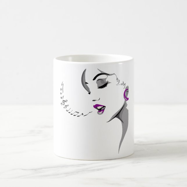 Beautiful Woman Singing Coffee Mug (Center)