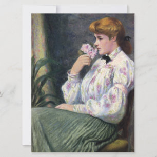 Beautiful Woman Smelling Flowers' Scent (Reverie) Card