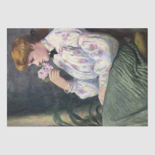 Beautiful Woman Smelling Flowers' Scent (Reverie) Tissue Paper (Front)