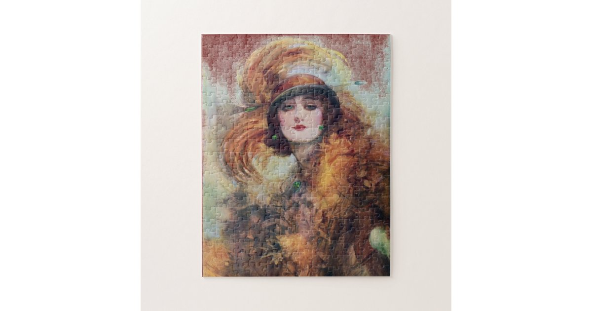 Beautiful Woman Vintage Portrait Jigsaw Puzzle Zazzle