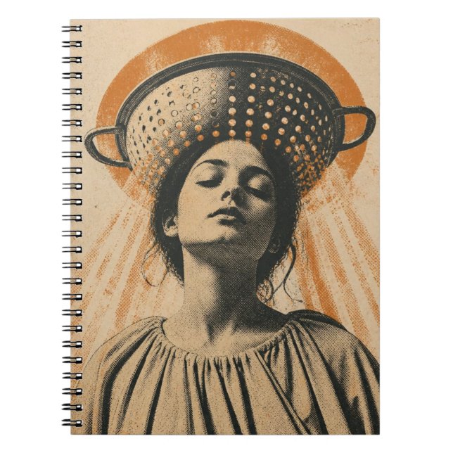 beautiful woman with a colander hat  notebook (Front)