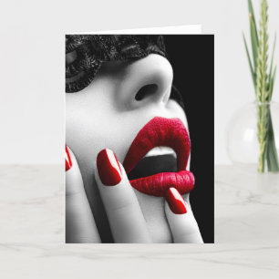 Beautiful Woman With Black Lace Mask Card