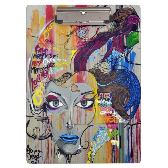 Beautiful woman with blue lips graffiti clipboard (Front)