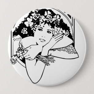 Beautiful Woman with Clovers & Shamrocks - 10 Cm Round Badge