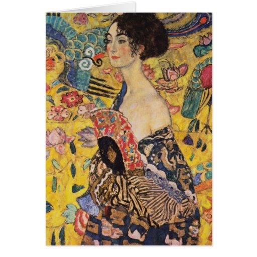 Image of Beautiful Woman with Fan by Klimt