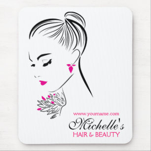 Beautiful woman with pink earrings branding mouse mat