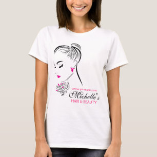 Beautiful woman with pink earrings branding T-Shirt