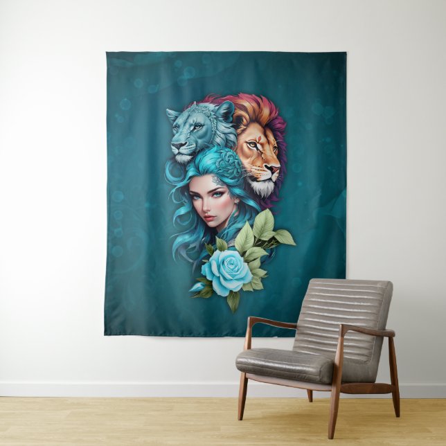Beautiful woman's head with expressive eyes  tapestry (In Situ)