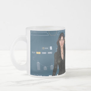 Beautiful women computer screen background frosted glass coffee mug