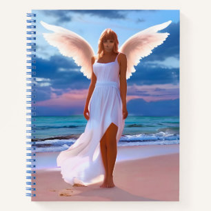 Beautiful Women with Angel Wings on Beach Journal