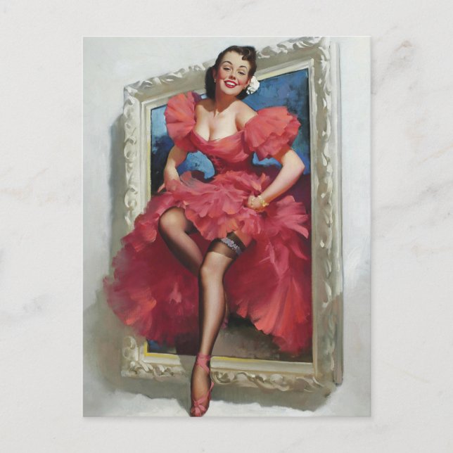 Beautiful Wonen Step Out Pin Up Postcard (Front)